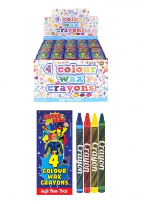 Superhero 8cm Wax Crayons Set Of 4 X 120 ( 11p Each )