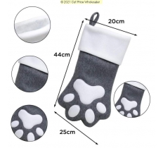 Deluxe Plush Charcoal Paw Print Christmas Stocking 40cm X 25cm