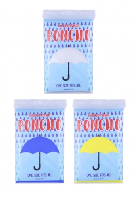 Hooded Plastic Poncho In One Size ( Assorted Colours )