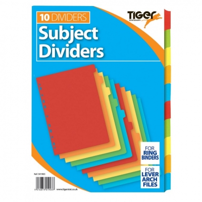 Tiger A4 10 Part Card Dividers