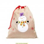 Deluxe Plush Hessian Snowman Christmas Sack 50cm X 70cm