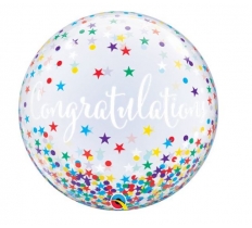 22" Congratulations Confetti Stars Bubble Balloon ( 1 )