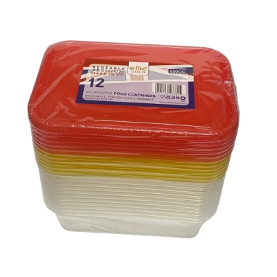 650cc Microwave Containers & Lids 12Pack