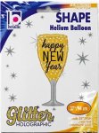 New Year Champagne Glass Glitter Holographic 94cm Balloon