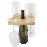 Wooden Wine Bottle & Cup Holder