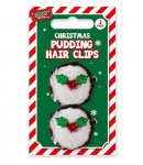 Christmas Pudding Hair Clips 2 Pack