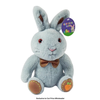 25cm Sitting Rabbit Grey Plush Teddy