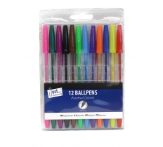 12 Multicoloured Ballpoint Pens