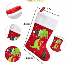 Deluxe Plush Red White Top Dinosaur Stocking 40cm X 25cm