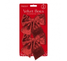 Red Velvet Bows 15cm 2 Pack