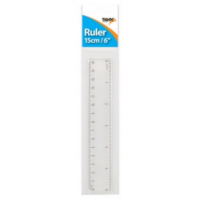 15cm/6inch Shatter Resistant Ruler - Clear