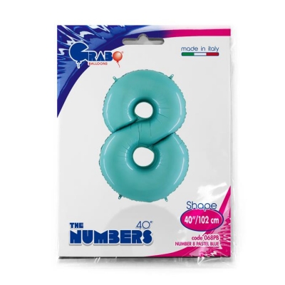 Number 8 Pastel Blue 40" Single Pack