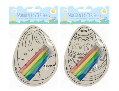 EASTER WOODEN HANGING EASTER EGGS 2PK