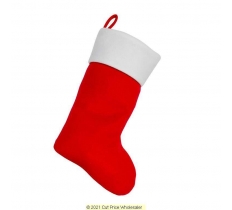 Deluxe Plush Plain Red Stocking 40cm X 25cm