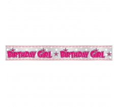 Pink Birthday Girl Birthday Banner 12Ft