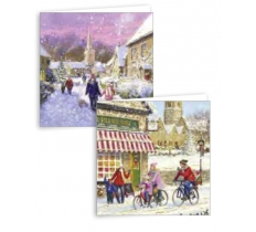 Square Village Scene Card Pack Of 10