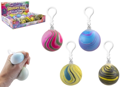 Galaxy Colour Squishy Ball With Clip On 4.8cm 4 Assorted