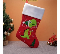 Deluxe Plush Red White Top Dinosaur Stocking 40cm X 25cm