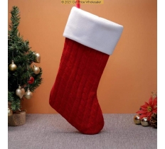 Deluxe Plush Red Classic Knitted Stocking 40cm X 25cm