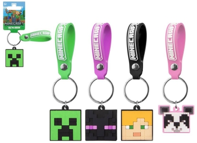 Minecraft Soft Pvc Charm On Keychain With Strap 4 Assorted