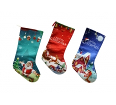 Printed Velveteen Stocking 26 x 43cm ( Assorted Designs )