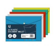 A5 Plastic Document Wallet 5pk