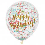 12" Glitzy Gold Birthday Clear Latex Balloons Pack Of 6