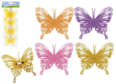 Set of 4 10cm Glitter Butterflies