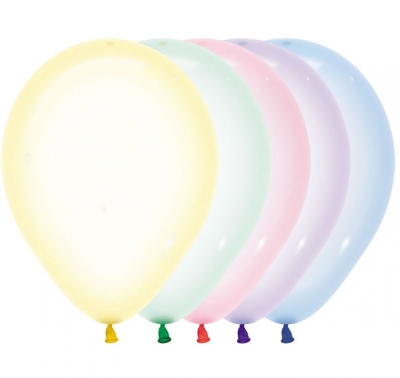 Assorted Crystal 5" Pastel Colour Latex Balloons 100 Pack