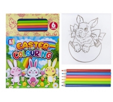 Easter Colouring Pad Set With 6 Pencils 21.5cm X 15cm