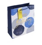 Blue W Colour Happy Birthday Medium Gift Bag