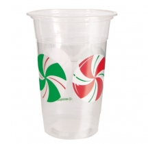 Xmas 16oz Peppermint Plastic Cup Pack Of 8