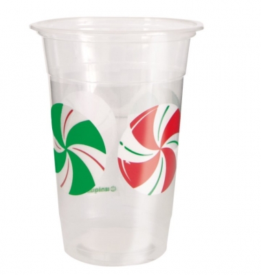 Xmas 16oz Peppermint Plastic Cup Pack Of 8