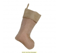 Deluxe Plush Plain Hessian Stocking 40cm X 25cm