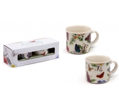 Butterfly Meadows Set of 2 Porcelain Espresso Cups