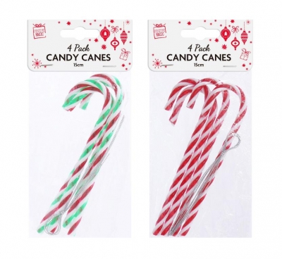 Deco Candy Canes 4Pk 15Cm Asst