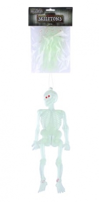 Glow in the Dark Hanging Skeletons (14cm x 4.5cm)