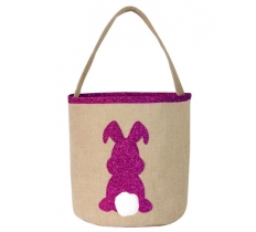 Easter Jute Bucket With Pink Bunny