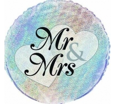 Mr. & Mrs. Prism Round Foil Balloon 18"