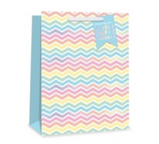 Gift Bag Pastel Zig-Zag Large