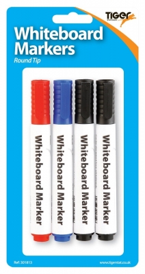 Tiger Large Whiteboard Markers 4 Pack