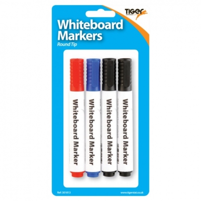 Tiger Large Whiteboard Markers 4 Pack