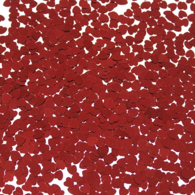 Metallic 6mm Hearts Red Confetti