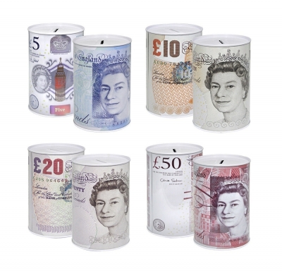 Medium Pound Note Design Money Tin Box