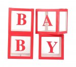 Set Of 4 Red Baby Balloon Boxes 30cm X 30cm