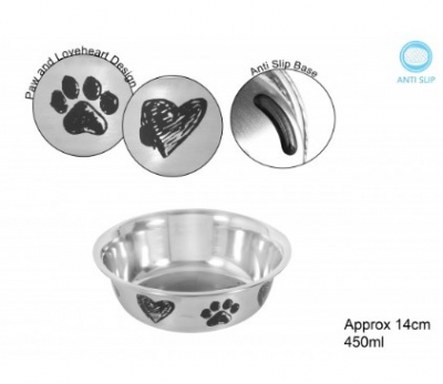 Polished Stainless Steel Pet Bowl 450ml