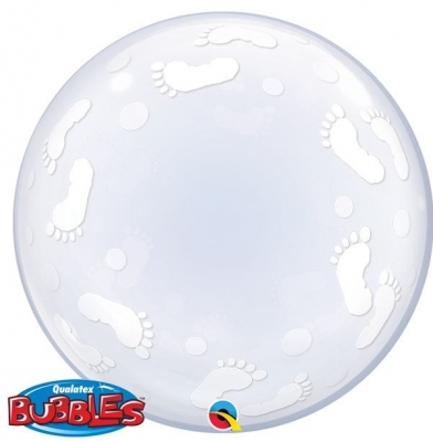 Qualatex 24" Baby Footprints Deco Bubble Balloon