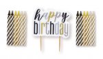 Black Happy Birthday Pick Candle & Spiral Candle Set 13pc