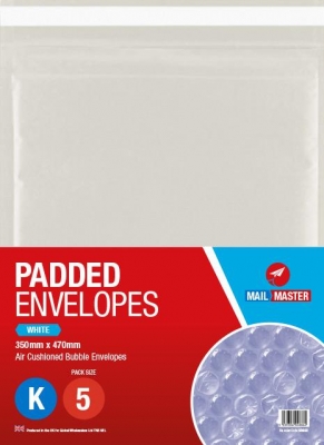 Mail Master K White Padded Envelope 5 Pack