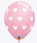 Qualatex 11" Print Latex Balloons Big Hearts Pink Pack Of 6